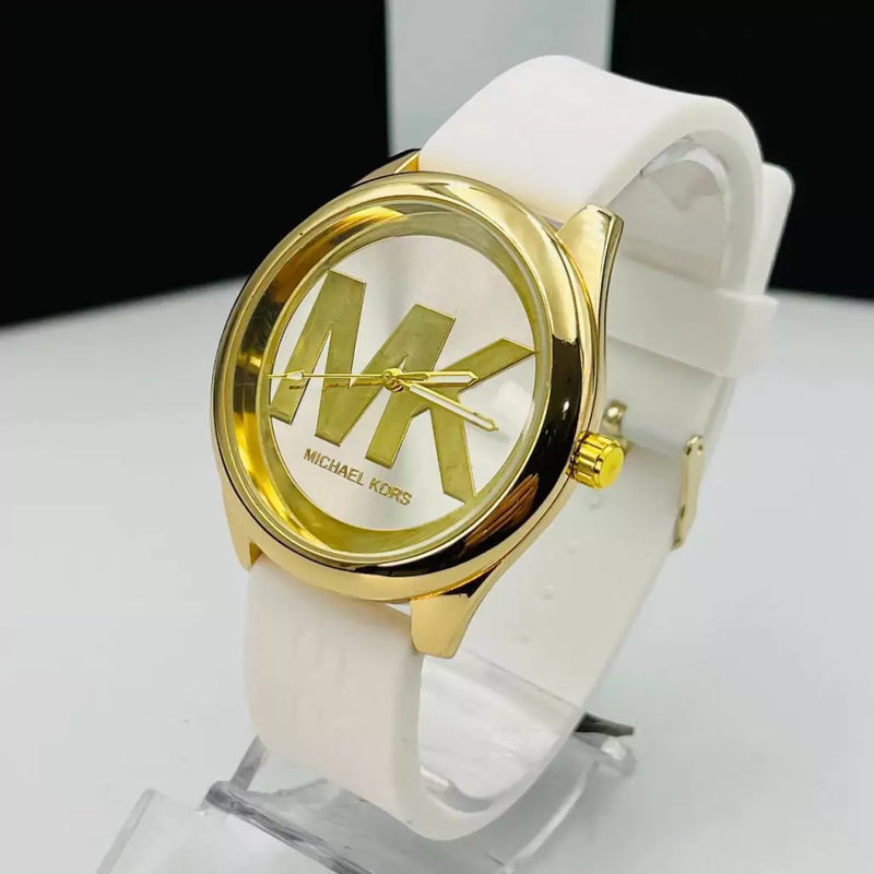 Mk 1ª Linha - dourado, branca e prata - Pulseira de borracha - À PROVA D'ÁGUA